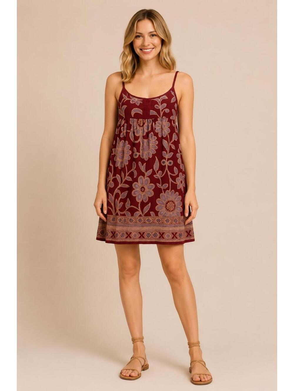NWT Guadalupe Burgundy Printed Dress Size Small